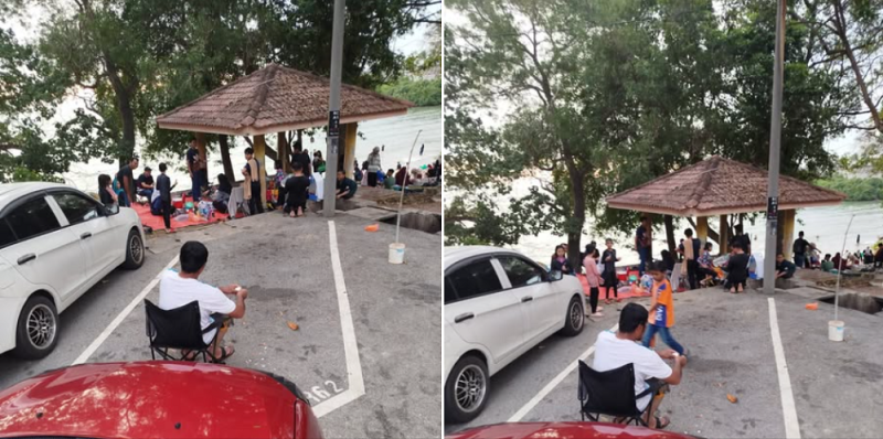 Man ‘chopes’ parking spot in Port Dickson with chair