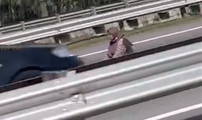 Video of woman sitting in middle of highway causes great concern (video)