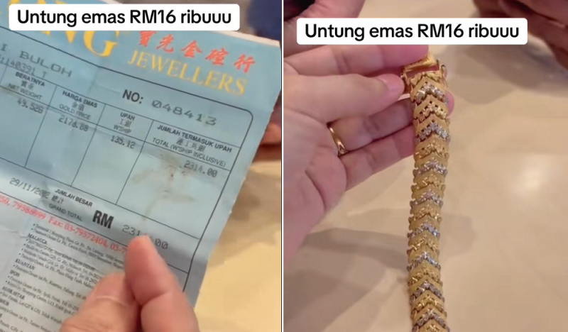 Gold bracelet bought for RM2,314 in 2002 valued at RM18,718 now