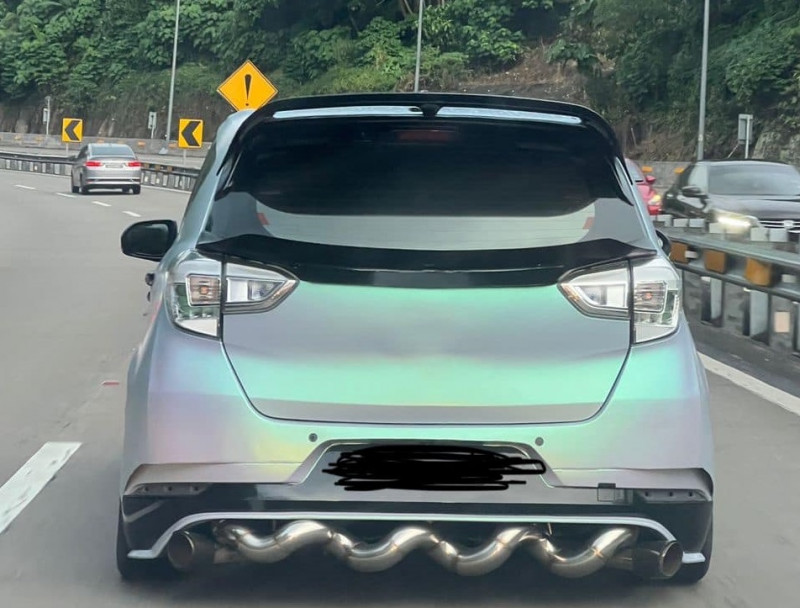 Perodua Myvi with unique ‘anaconda’ exhaust spotted on highway
