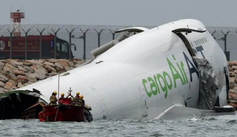 Two dead after cargo plane skids off Hong Kong runway into sea