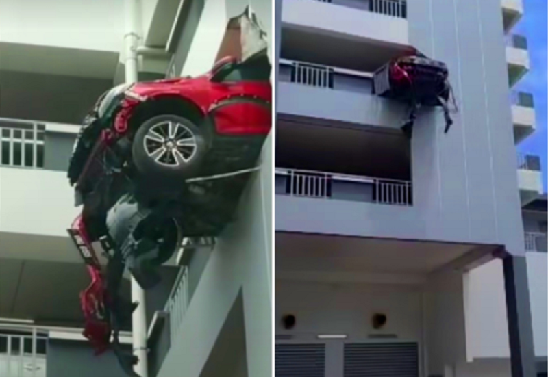SUV crashes into parking wall of Serdang Hospital car park