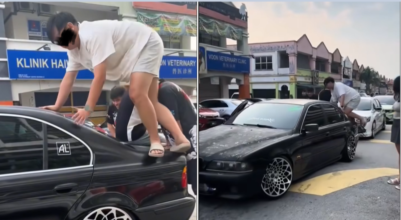 Men perform ‘CPR’ on car stuck midway on speed-breaker