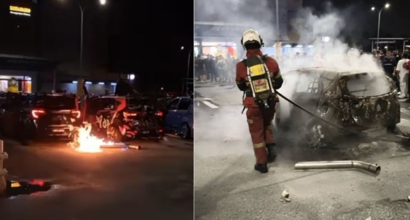 'King’ Myvi destroyed as fiery exhaust show goes wrong