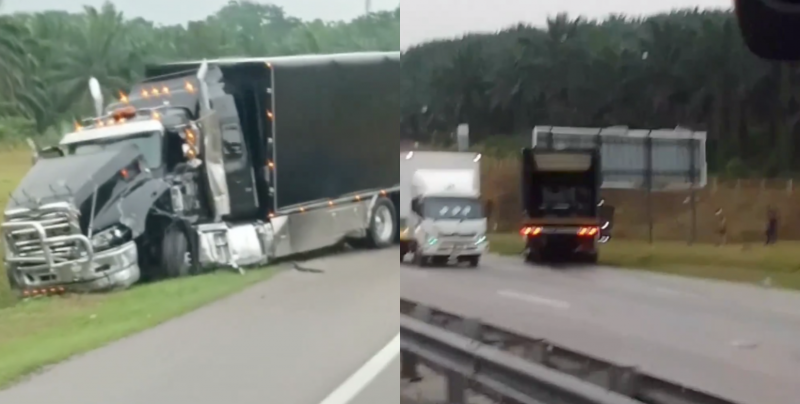 Mack truck believed to belong to Johor royalty involved in highway crash