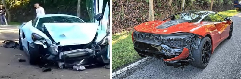 Three S’pore-registered supercars collide in Johor after U-turn attempt