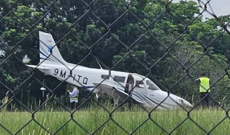 Trainee pilot rushed to hospital after aircraft skids off runway