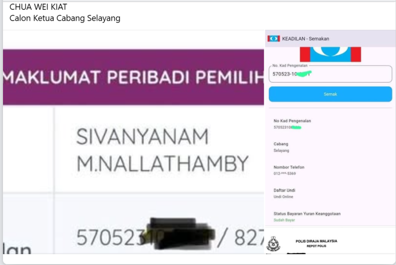 MIC division chief is also registered Keadilan member, claims PKR candidate for Selayang