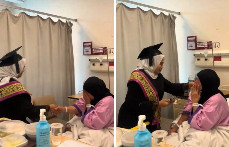 Daughter rushes to share graduation joy with hospitalised mother