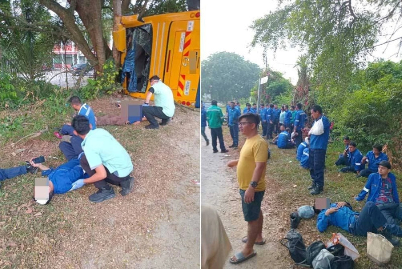 Factory bus overturns in Bandar Baru Bangi, 33 injured