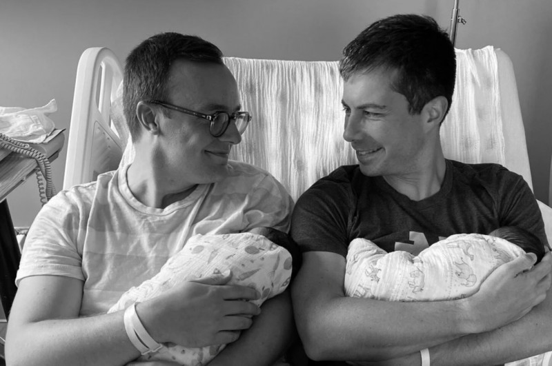 US cabinet member Buttigieg, husband show off new kids