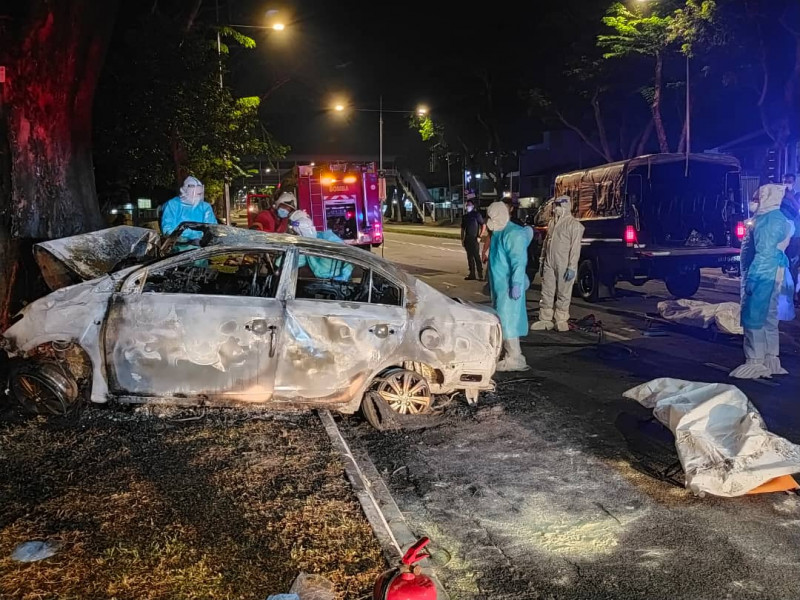 Dead trio in burning car mark Penang’s worst road accident this year