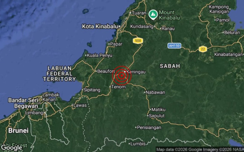 Weak earthquake measuring 3.4 magnitude detected in Keningau