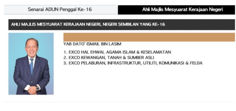 10 Negeri Sembilan Exco members 'missing' from state government's official portal