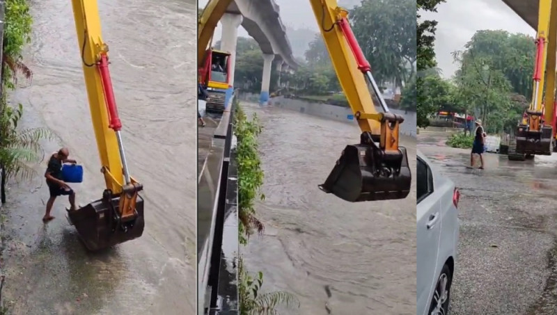 Quick-thinking excavator driver helps lift man to safety