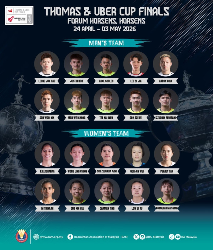 BAM announces national Thomas and Uber Cup squad