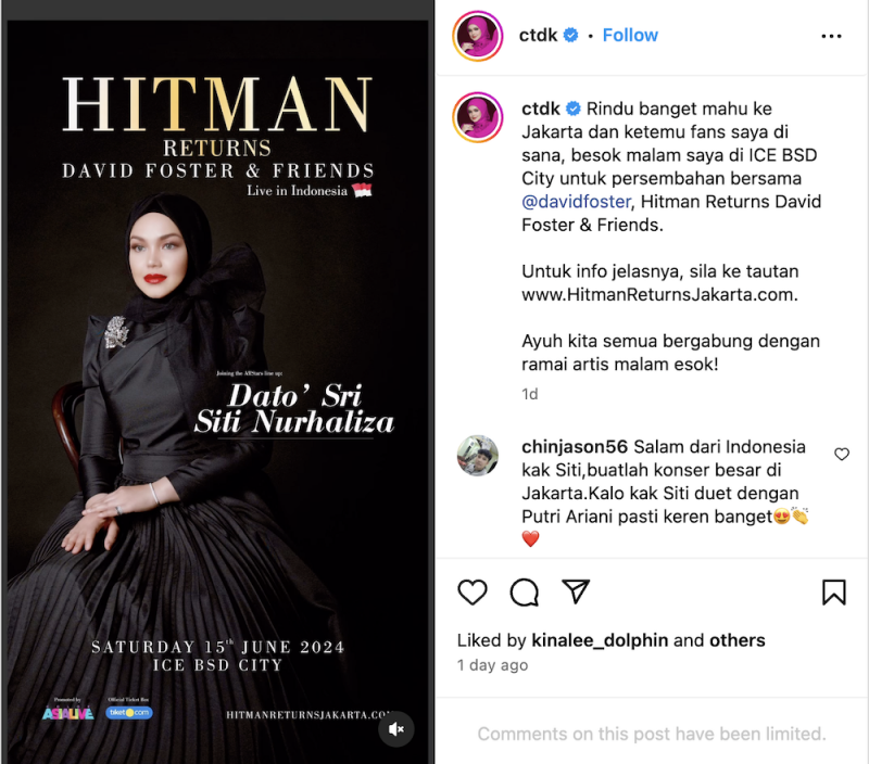 Siti Nurhaliza under fire for taking part in concert organised by Israel supporter