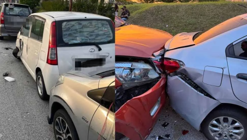 Seven cars parked along road near Glenmarie LRT damaged by lorry