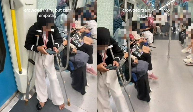 Viral video of girl in crutches left standing in MRT women’s coach draws heated online debate