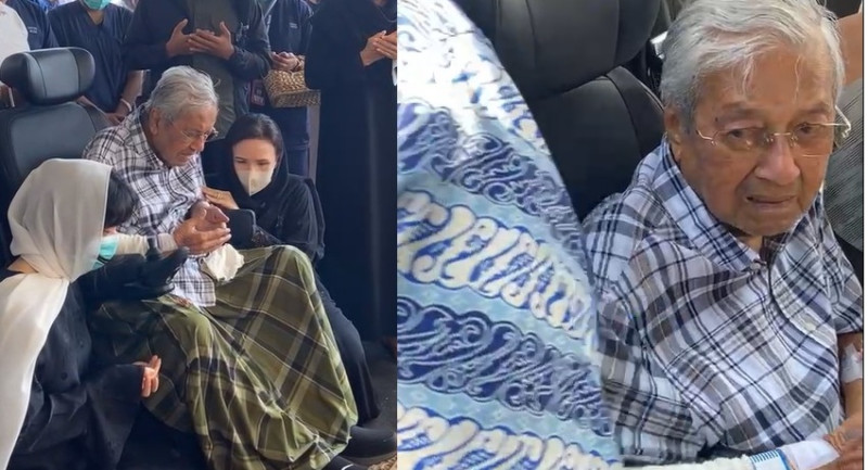 Tun M in tears as he visits Siti Hasmah’s grave with family members (video)