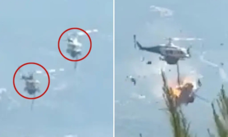 Two dead after firefighting helicopters collide during Greece wildfire mission (video)