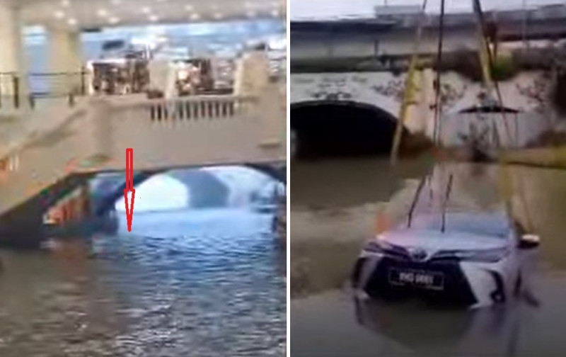 E-hailing driver escapes unhurt after car plunges into Mines Lake