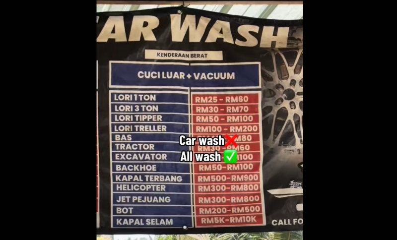 Car wash with a twist – it even does fighter jets, helicopters and submarines!