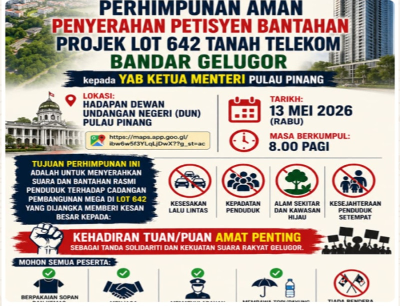 Penang’s Karpal Singh Drive residents to hold another protest